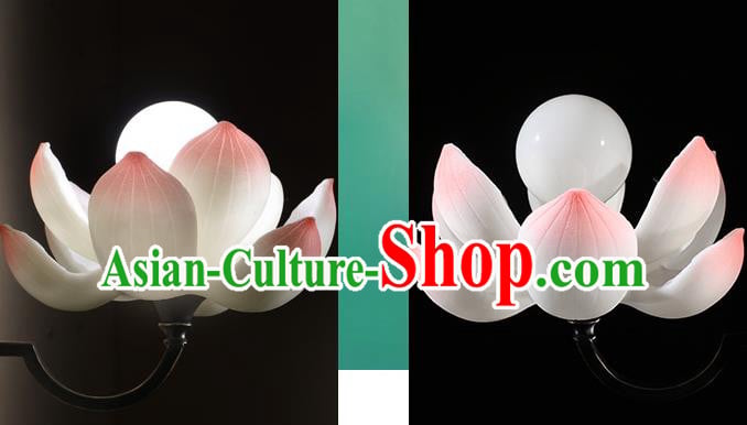 Chinese Handmade Wall Lamp Classical Lanterns Traditional Pink Lotus Lantern Iron Art Bedside Lamp Chinese Handmade Wall Lamp Classical Lanterns Traditional Pink Lotus Lantern Iron Art Bedside Lamp