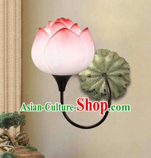 Chinese Classical Lanterns Iron Art Bedside Lamp Traditional Lantern Handmade Pink Lotus Wall Lamp Chinese Classical Lanterns Iron Art Bedside Lamp Traditional Lantern Handmade Pink Lotus Wall Lamp