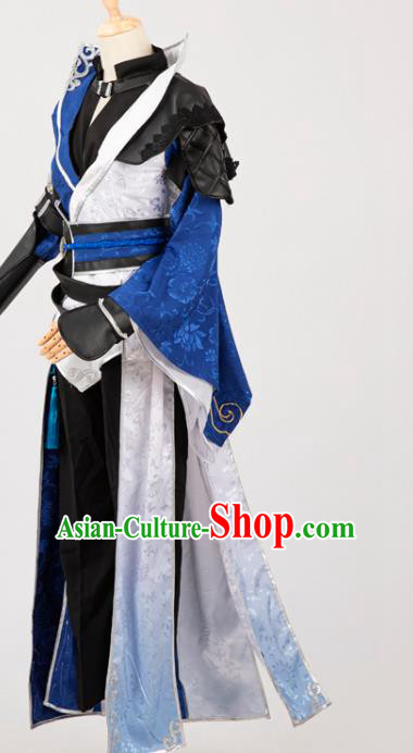 Cosplay Chinese Ming Dynasty Swordsman Costumes Ancient Knight Blue Clothing