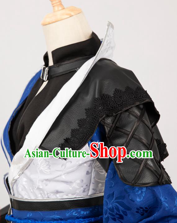 Cosplay Chinese Ming Dynasty Swordsman Costumes Ancient Knight Blue Clothing