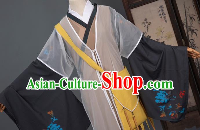 Cosplay Chinese Yuan Dynasty Scholar Costumes Ancient Litterateur Tang Xianzu Clothing