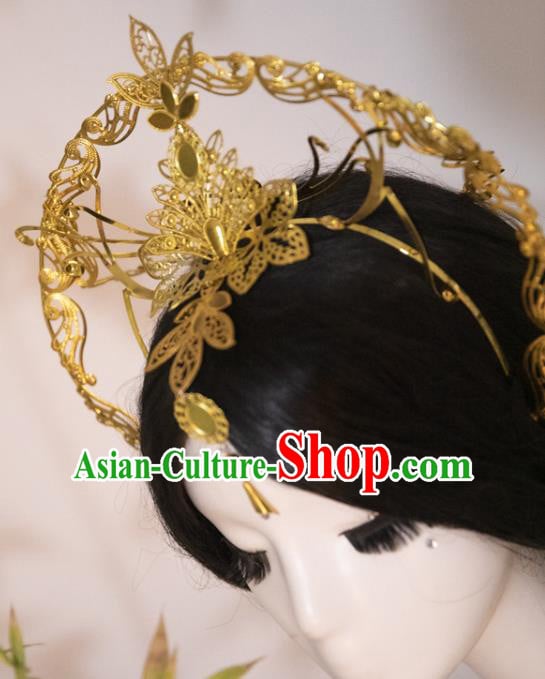China Cosplay Queen Golden Royal Crown Ancient Empress Hair Accessories China Cosplay Queen Golden Royal Crown Ancient Empress Hair Accessories