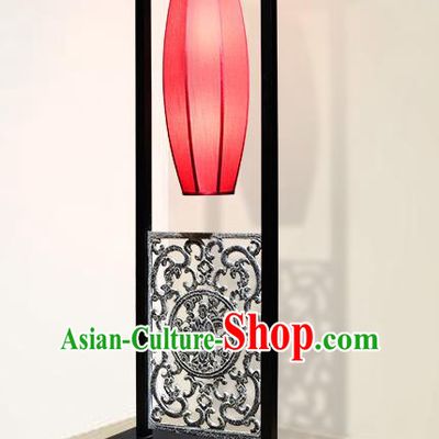 China Handmade Red Cloth Lampshade Floor Lamp Palace Lantern Traditional Home Decorations Standard Lamp