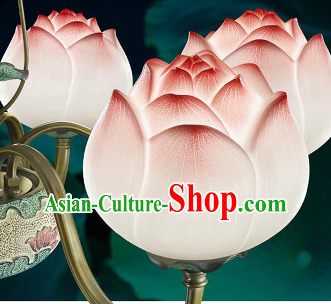 Chinese Traditional Ceiling Lamp Handmade Classical Lanterns Iron Art Six Lights Lotus Lantern Chinese Traditional Ceiling Lamp Handmade Classical Lanterns Iron Art Six Lights Lotus Lantern
