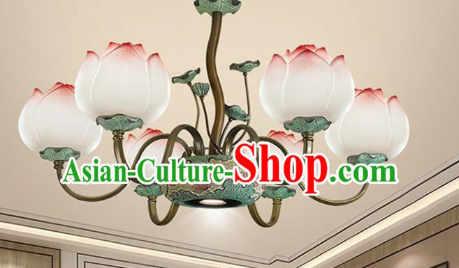 Chinese Traditional Ceiling Lamp Handmade Classical Lanterns Iron Art Six Lights Lotus Lantern Chinese Traditional Ceiling Lamp Handmade Classical Lanterns Iron Art Six Lights Lotus Lantern