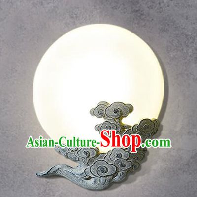 China Handmade Traditional Home Decoration Light Moon Corridor Lamp Carving Stone Cloud Wall Lantern