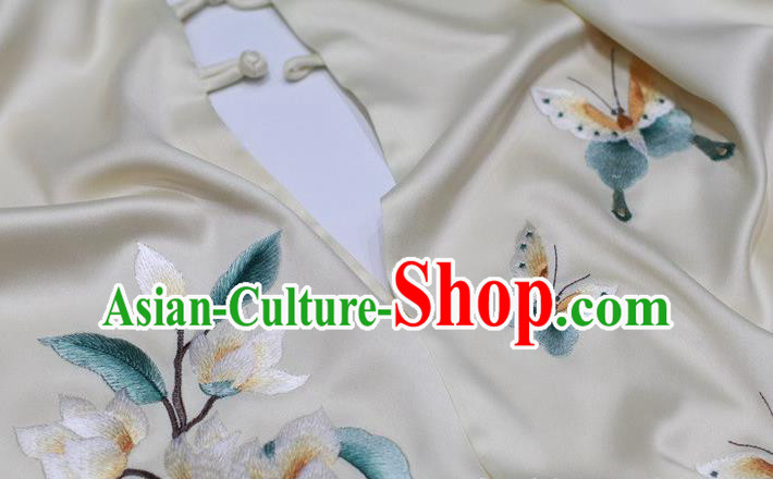 China Traditional Beige Silk Scarf Embroidered Tippet Embroidery Magnolia Craft Cappa China Traditional Beige Silk Scarf Embroidered Tippet Embroidery Magnolia Craft Cappa