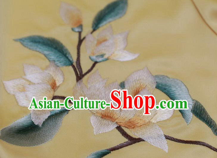 China Yellow Silk Scarf Traditional Embroidered Tippet Embroidery Magnolia Craft Mother Cappa China Yellow Silk Scarf Traditional Embroidered Tippet Embroidery Magnolia Craft Mother Cappa