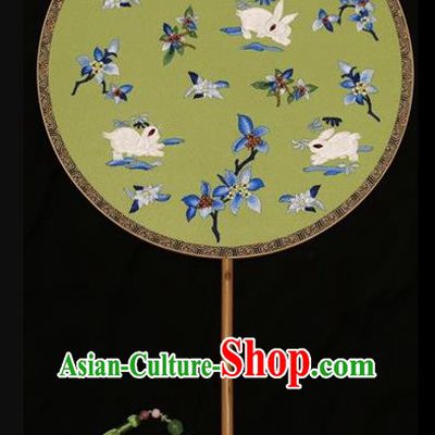 Chinese Dance Round Fan Traditional Silk Fan Double Sides Embroidered Fans Suzhou Embroidery Palace Fan