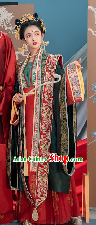 China Song Dynasty Traditional Wedding Embroidered Costumes Ancient Court Empress Cao Danshu Hanfu Clothing China Song Dynasty Traditional Wedding Embroidered Costumes Ancient Court Empress Cao Danshu Hanfu Clothing