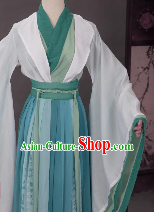 Cosplay Chinese Jin Dynasty Noble Childe Costumes Ancient Scholar Green Chiffon Clothing