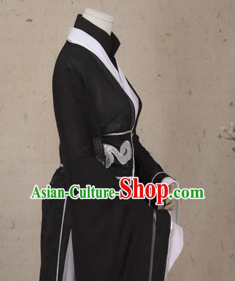Chinese Ming Dynasty Prince Costumes Ancient Cosplay Swordsman Black Clothing