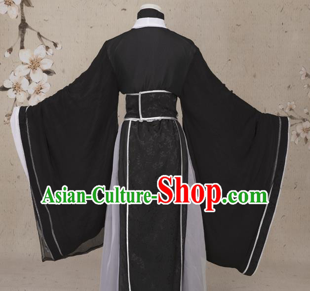 Chinese Ming Dynasty Prince Costumes Ancient Cosplay Swordsman Black Clothing