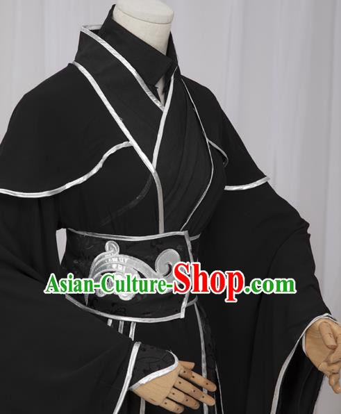Chinese Tang Dynasty Imperial Bodyguard Black Costumes Ancient Cosplay Chivalrous Expert Clothing