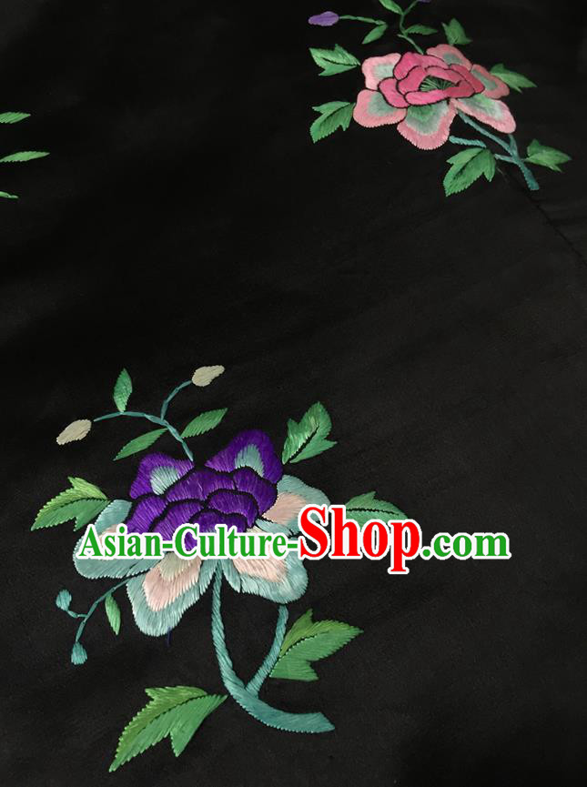 Chinese Tang Suit Black Silk Jacket Apparels Embroidered Upper Outer Garment Winter Costume Chinese Tang Suit Black Silk Jacket Apparels Embroidered Upper Outer Garment Winter Costume