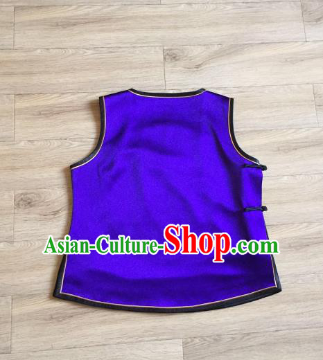 China Embroidered Phoenix Royalblue Silk Vest Women Cheongsam Waistcoat National Clothing