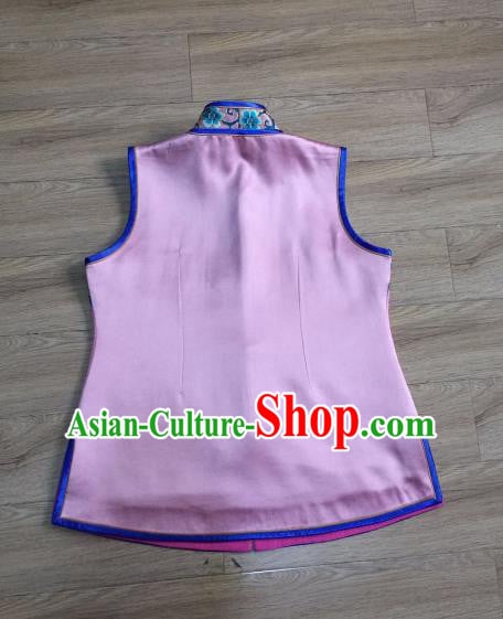 China Embroidered Flowers Pink Silk Vest National Clothing Women Cheongsam Waistcoat China Embroidered Flowers Pink Silk Vest National Clothing Women Cheongsam Waistcoat