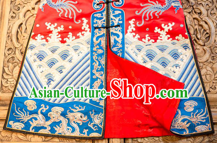 Chinese Embroidered Red Brocade Dust Coat Tang Suit Outer Garment National Costume Apparels Chinese Embroidered Red Brocade Dust Coat Tang Suit Outer Garment National Costume Apparels
