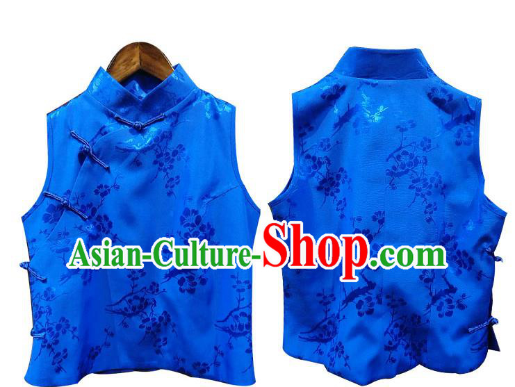 China Tang Suit Blouse National Clothing Blue Brocade Shirt Costumes for Women China Tang Suit Blouse National Clothing Blue Brocade Shirt Costumes for Women