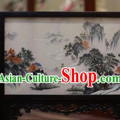 China Embroidered Table Screen Wood Byobu Screen Hand Embroidery Craft