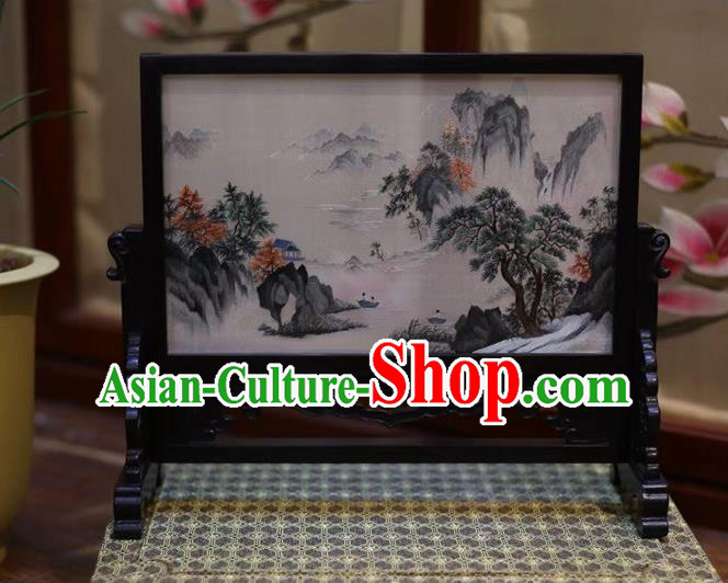 China Embroidered Table Screen Wood Byobu Screen Hand Embroidery Craft China Embroidered Table Screen Wood Byobu Screen Hand Embroidery Craft