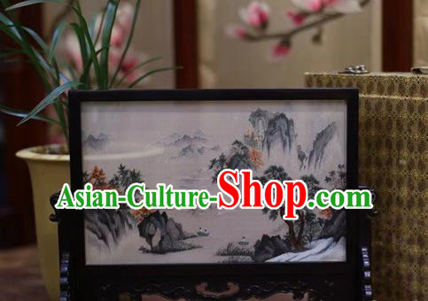 China Embroidered Table Screen Wood Byobu Screen Hand Embroidery Craft China Embroidered Table Screen Wood Byobu Screen Hand Embroidery Craft