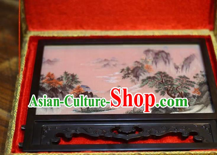 China Embroidered Table Screen Wood Byobu Screen Hand Embroidery Craft China Embroidered Table Screen Wood Byobu Screen Hand Embroidery Craft