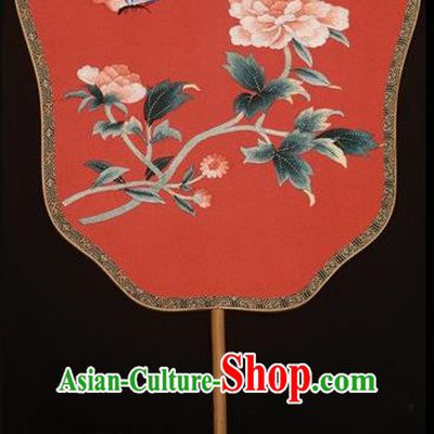 Top Grade Chinese Stage Show Embroidered Fans Suzhou Embroidery Palace Fan Double Sides Pattern Fan Traditional Silk Fan