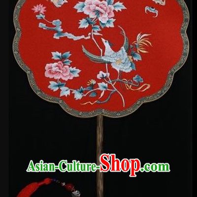 Handmade Wedding Fans Chinese Suzhou Embroidery Traditional Palace Fan Embroidered Fans Double Side Silk Fan