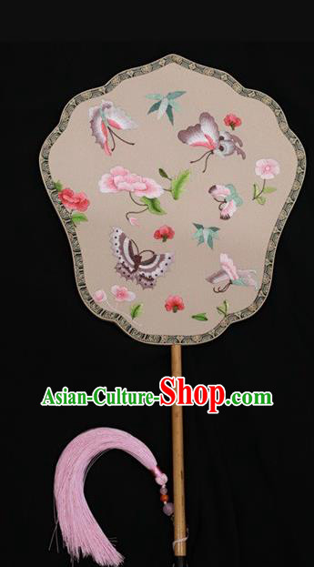 Chinese Suzhou Embroidery Fans Double Side Embroidered Silk Fan Traditional Butterfly Pattern Palace Fan Chinese Suzhou Embroidery Fans Double Side Embroidered Silk Fan Traditional Butterfly Pattern Palace Fan