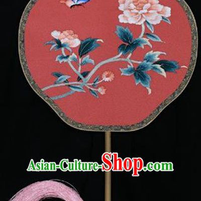 China Traditional Wedding Fan Double Side Embroidered Fan Silk Fans Suzhou Embroidery Palace Fan