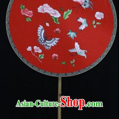 Chinese Stage Show Double Sides Fan Traditional Silk Fan Embroidered Round Fans Suzhou Embroidery Palace Fan