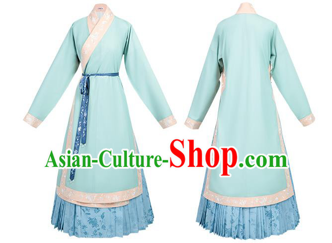 China Ancient Song Dynasty Apparels Country Woman Clothing Blue Hanfu Dress Complete Set China Ancient Song Dynasty Apparels Country Woman Clothing Blue Hanfu Dress Complete Set