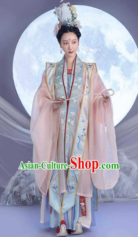 China Traditional Embroidered Hanfu Clothing Ancient Song Dynasty Imperial Empress Historical Costumes for Women