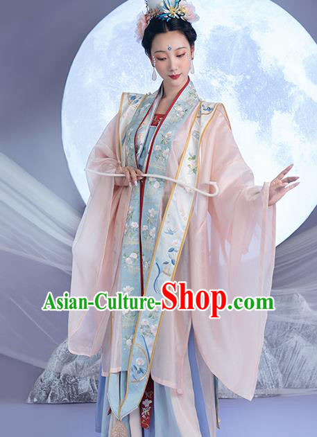 China Traditional Embroidered Hanfu Clothing Ancient Song Dynasty Imperial Empress Historical Costumes for Women