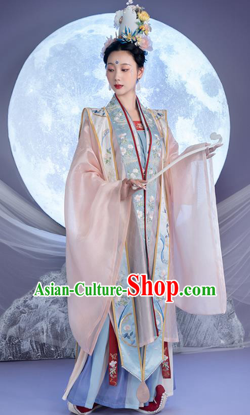 China Traditional Embroidered Hanfu Clothing Ancient Song Dynasty Imperial Empress Historical Costumes for Women
