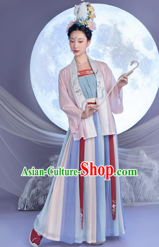 China Traditional Embroidered Hanfu Clothing Ancient Song Dynasty Imperial Empress Historical Costumes for Women