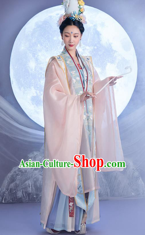 China Traditional Embroidered Hanfu Clothing Ancient Song Dynasty Imperial Empress Historical Costumes for Women