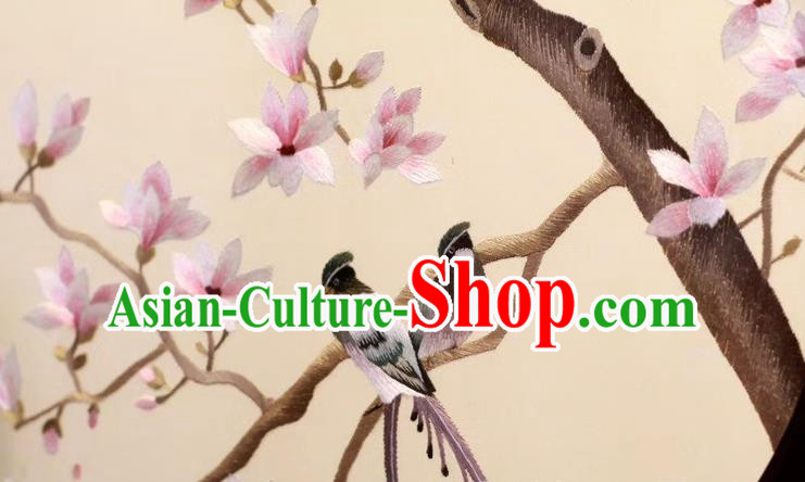 China Embroidery Craft Handmade Table Ornament Suzhou Embroidered Mangnolia Rosewood Desk Screen China Embroidery Craft Handmade Table Ornament Suzhou Embroidered Mangnolia Rosewood Desk Screen