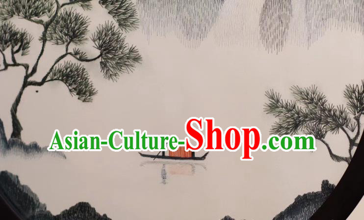 China Handmade Table Ornament Embroidery Craft Suzhou Embroidered Fishermen Rosewood Desk Screen China Handmade Table Ornament Embroidery Craft Suzhou Embroidered Fishermen Rosewood Desk Screen