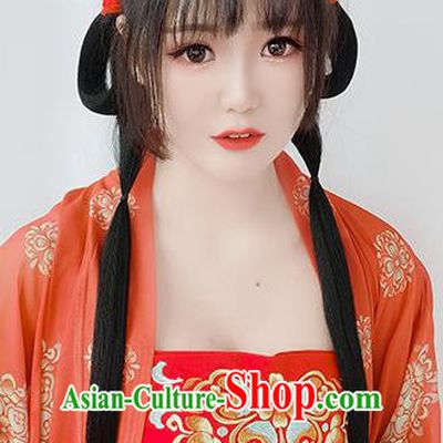 Chinese Ming Dynasty Court Woman Wigs Best Quality Wigs China Cosplay Wig Chignon Ancient Imperial Consort Wig Sheath