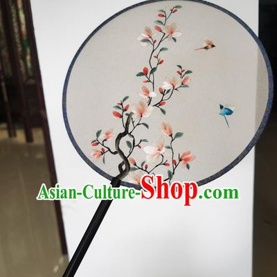 China Suzhou Embroidery Flowers Fan Ancient Palace Fan Wedding Fan Classical Dance Double Side Silk Fans