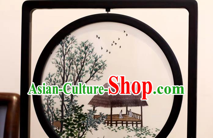 China Traditional Handmade Table Ornament Suzhou Embroidered Village Scene Desk Screen Embroidery Rosewood Craft China Traditional Handmade Table Ornament Suzhou Embroidered Village Scene Desk Screen Embroidery Rosewood Craft