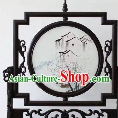 China Traditional Handmade Suzhou Embroidered Desk Screen Embroidery Ornaments Craft