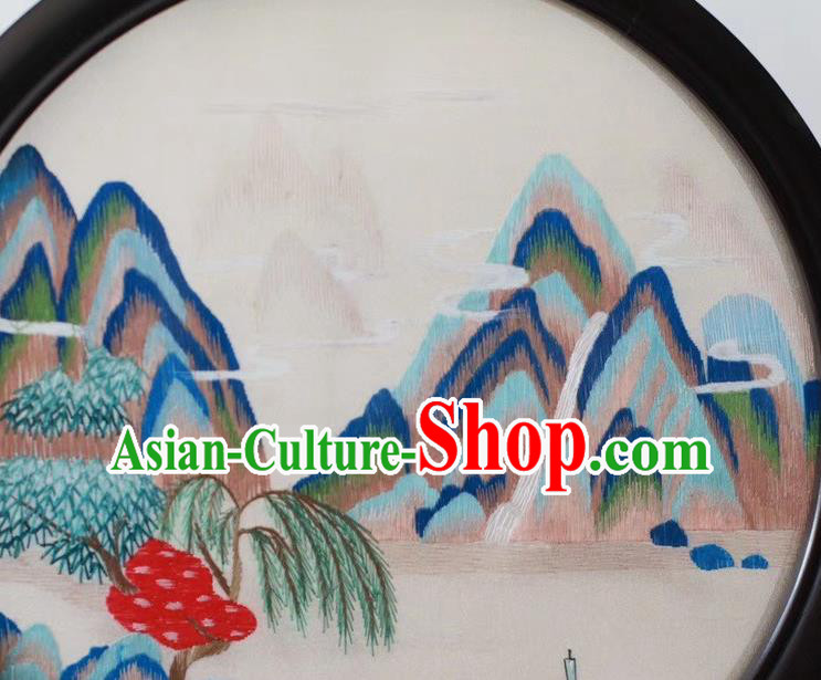China Traditional Landscape Painting Desk Screen Embroidery Ornaments Craft Handmade Suzhou Embroidered Byobu Screen China Traditional Landscape Painting Desk Screen Embroidery Ornaments Craft Handmade Suzhou Embroidered Byobu Screen
