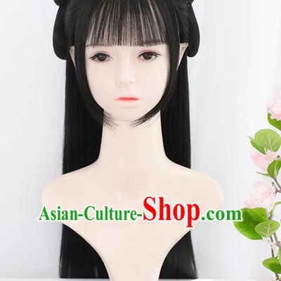 Chinese Song Dynasty Noble Lady Bangs Wigs Best Quality Wigs China Cosplay Wig Chignon Ancient Young Girl Wig Sheath