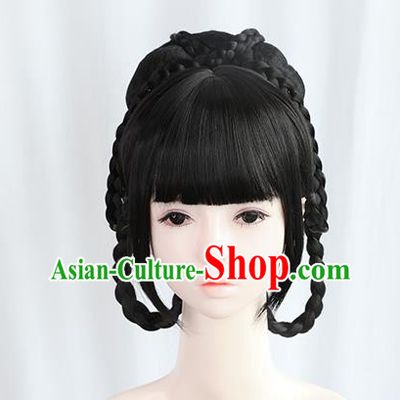 Chinese Tang Dynasty Princess Bangs Wigs Best Quality Wigs China Cosplay Wig Chignon Ancient Palace Lady Wig Sheath