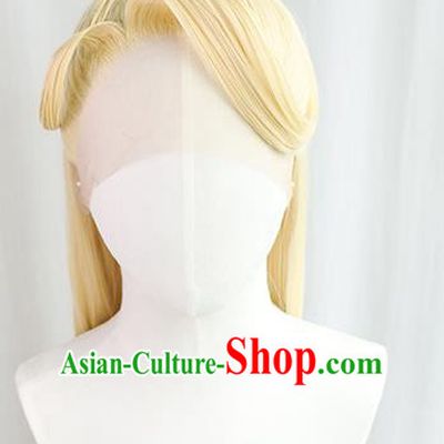 Best Chinese Cosplay God Golden Wig Sheath China Quality Front Lace Wigs Ancient Swordsman King Wig