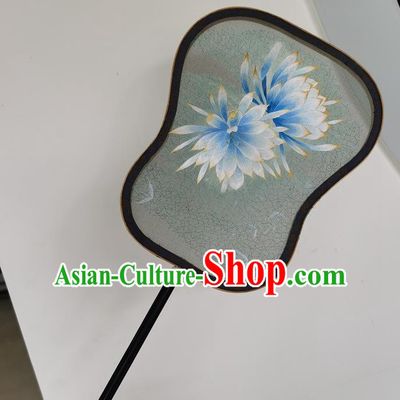 China Embroidery Epiphyllum Silk Fan Handmade Palace Fan Ancient Court Lady Fans Double Side Fan