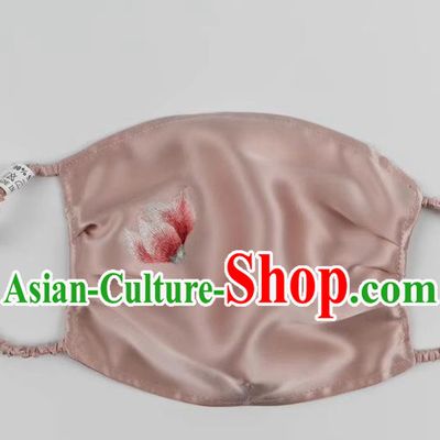 Chinese Style Pink Silk Mask Embroidered Protective Face Mask